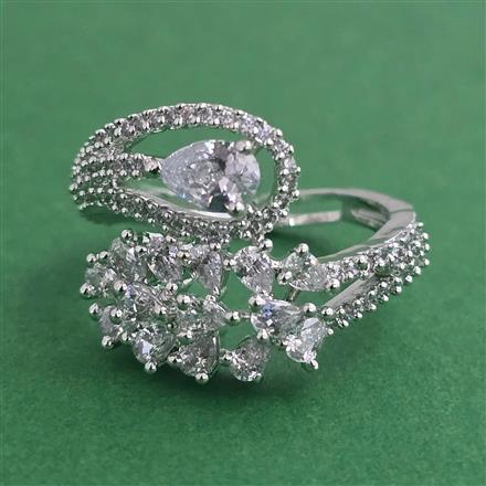 American Diamond Adjustable Ring with Rhodium Plating