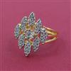 American Diamond Adjustable Ring with Rhodium Plating 2 Tone Plating