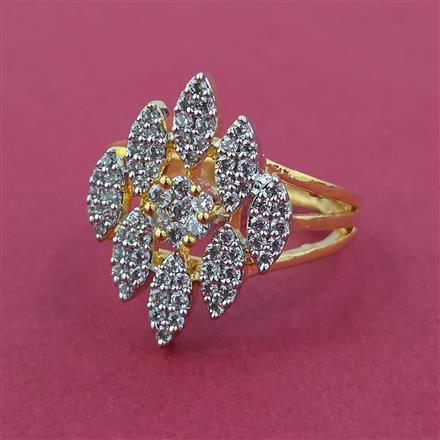 American Diamond Adjustable Ring with Rhodium Plating 2 Tone Plating