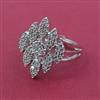 American Diamond Adjustable Ring with Rhodium Plating 2 Tone Plating
