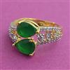 American Diamond Adjustable Ring with 2 Tone Plating