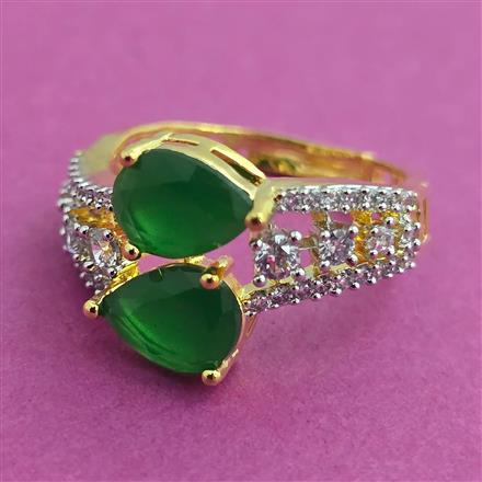 American Diamond Adjustable Ring with 2 Tone Plating
