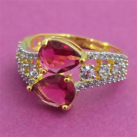 American Diamond Adjustable Ring with 2 Tone Plating