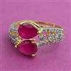 American Diamond Adjustable Ring with 2 Tone Plating
