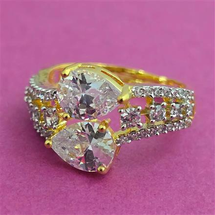 American Diamond Adjustable Ring with 2 Tone Plating