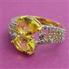 American Diamond Adjustable Ring with 2 Tone Plating