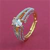 American Diamond Adjustable Ring with Rhodium Plating 2 Tone Plating