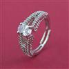 American Diamond Adjustable Ring with Rhodium Plating 2 Tone Plating