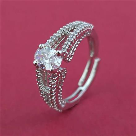 American Diamond Adjustable Ring with Rhodium Plating 2 Tone Plating