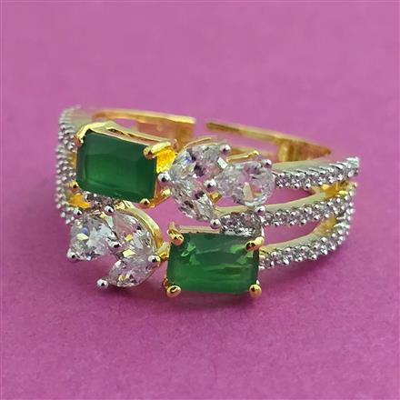 American Diamond Adjustable Ring with 2 Tone Plating