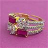 American Diamond Adjustable Ring with 2 Tone Plating