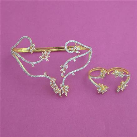 American Diamond Palm Kada with 2 Tone Plating