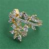 American Diamond Adjustable Ring with Rhodium Plating 2 Tone Plating