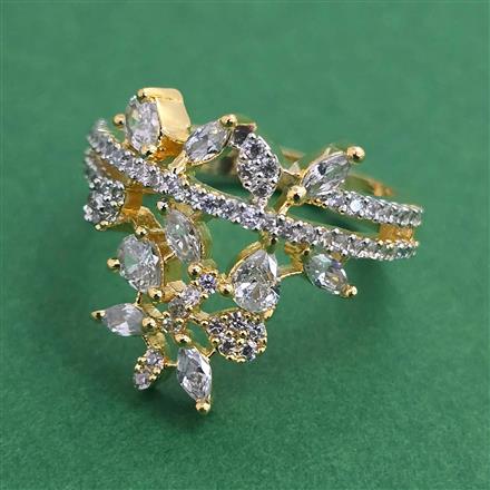American Diamond Adjustable Ring with Rhodium Plating 2 Tone Plating