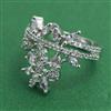 American Diamond Adjustable Ring with Rhodium Plating 2 Tone Plating