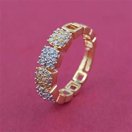 American Diamond Delicate Ring with Rhodium Plating 2 Tone Plating