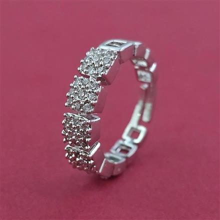 American Diamond Delicate Ring with Rhodium Plating 2 Tone Plating