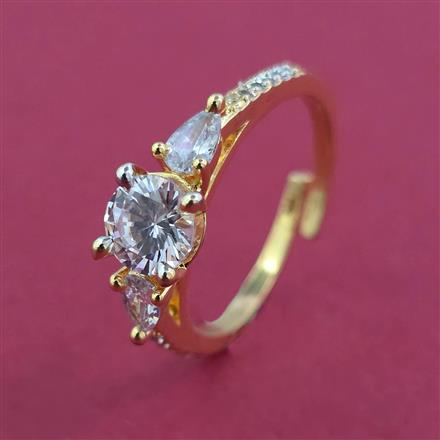 American Diamond Adjustable Ring with Rhodium Plating 2 Tone Plating