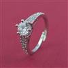 American Diamond Adjustable Ring with Rhodium Plating 2 Tone Plating