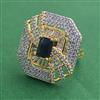 American Diamond Adjustable Ring with 2 Tone Plating