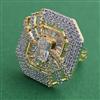 American Diamond Adjustable Ring with 2 Tone Plating