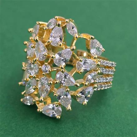 American Diamond Adjustable Ring with Rhodium Plating 2 Tone Plating