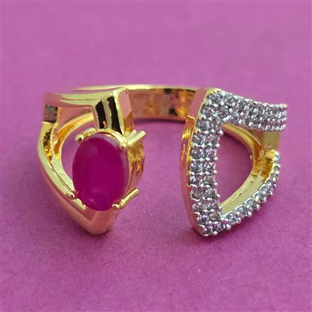 American Diamond Adjustable Ring with 2 Tone Plating