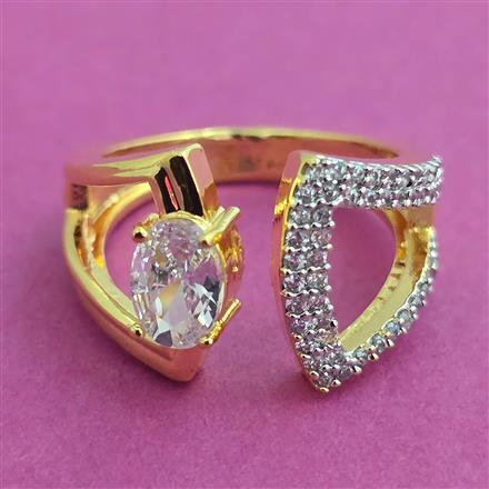 American Diamond Adjustable Ring with 2 Tone Plating