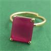 American Diamond Adjustable Ring with Gold Plating