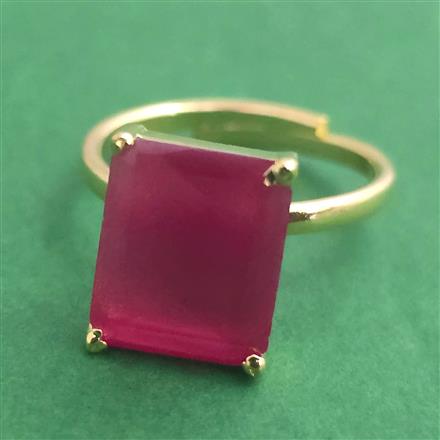 American Diamond Adjustable Ring with Gold Plating