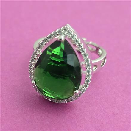 American Diamond Adjustable Ring with Rhodium Plating