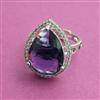 American Diamond Adjustable Ring with Rhodium Plating