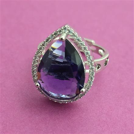 American Diamond Adjustable Ring with Rhodium Plating