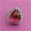 American Diamond Adjustable Ring with Rhodium Plating
