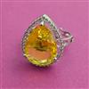 American Diamond Adjustable Ring with Rhodium Plating