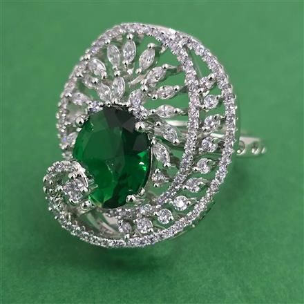 American Diamond Adjustable Ring with Rhodium Plating