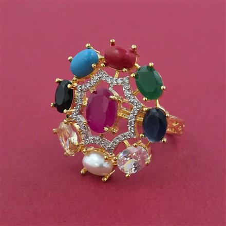 American Diamond Adjustable Ring with 2 Tone Plating