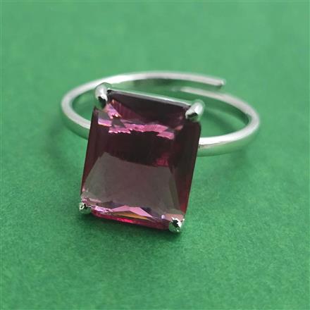 American Diamond Adjustable Ring with Rhodium Plating