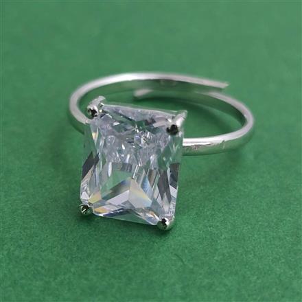 American Diamond Adjustable Ring with Rhodium Plating