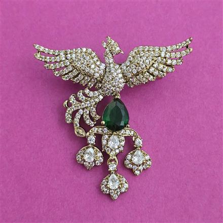American Diamond Birds Brooch with Mehndi Plating