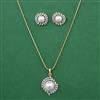 American Diamond Pearl Pendant Set with 2 Tone Plating