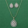 American Diamond Pearl Pendant Set with 2 Tone Plating
