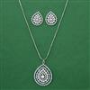 American Diamond Pearl Pendant Set with Rhodium Plating