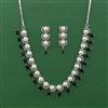 American Diamond Pearl Necklace with Rhodium Plating