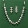American Diamond Pearl Necklace with Rhodium Plating