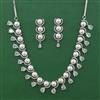 American Diamond Pearl Necklace with Rhodium Plating