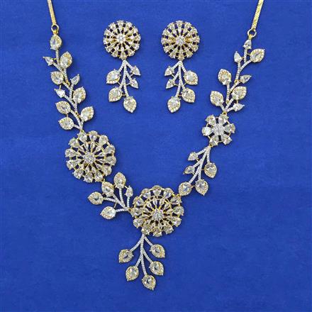 American Diamond Classic Necklace with 2 Tone Plating