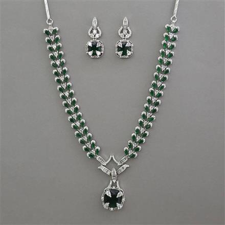 American Diamond Classic Necklace with Rhodium Plating