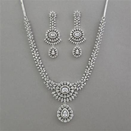 American Diamond Classic Necklace with Rhodium Plating