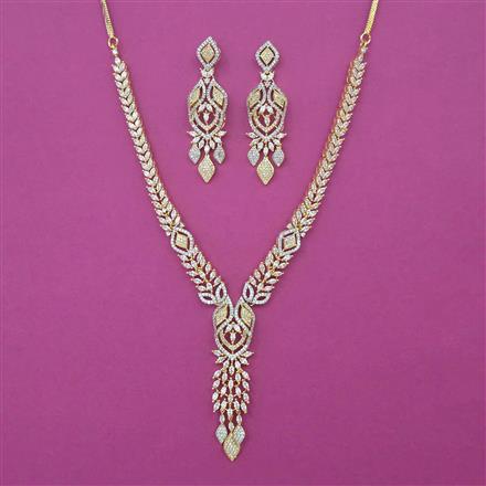 American Diamond Classic Necklace with Rhodium Plating 2 Tone Plating